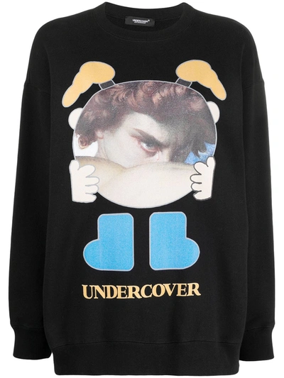 Undercover Black Cotton Printed Sweatshirt