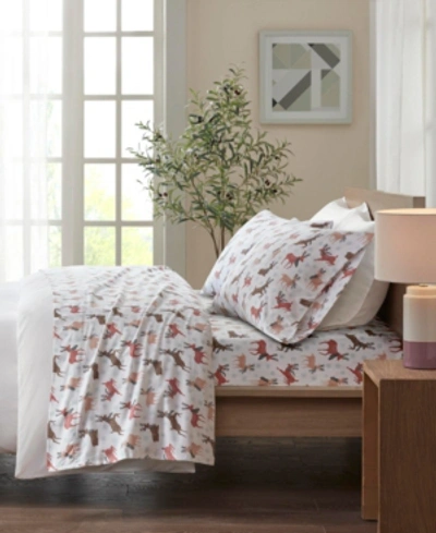 Sleep Philosophy True North Cotton Flannel 4-piece King Sheet Set Bedding In Reindeer