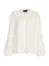 The Kooples Flowing Ecru Shirt With Smocked Neck