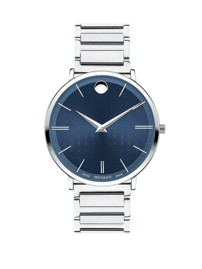Movado Ultra Slim Watch In Blue