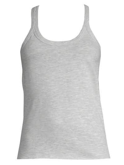 Skin Rib-trimmed Cotton Tank Top In Heather Grey