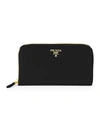 Prada Leather Zip-around Wallet In Nero