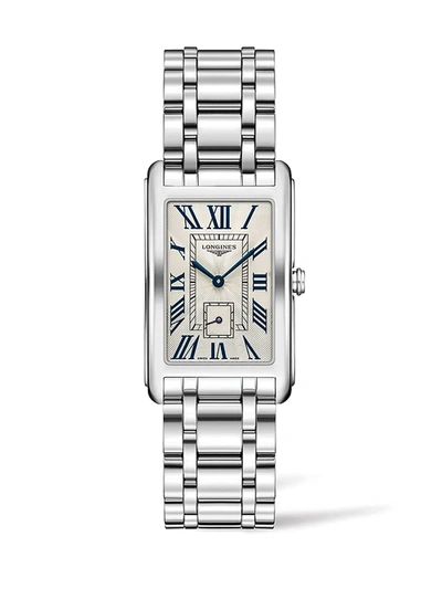 Longines Dolcevita 42mm Rectangular Case Stainless Steel Bracelet Watch In Neutral