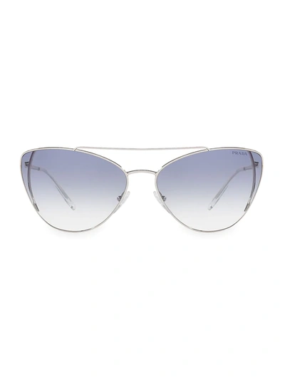 Prada Women's Catwalk 68mm Cat Eye Sunglasses In Silver