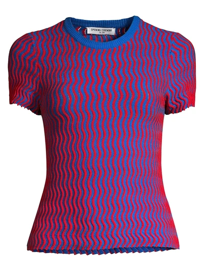 Opening Ceremony Women's Squiggle Knit Top In Cobalt Red