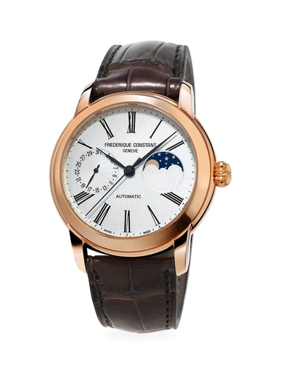 Frederique Constant Men's Classics Moonphase Manufacture Automatic Rose Goldtone & Leather Strap Watch