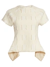 Cult Gaia Women's Olympia Fringed Grid Peplum Top In Salt