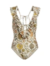 Zimmermann Women's Edie Ruffle Floral One-piece Swimsuit In Cream Paisley