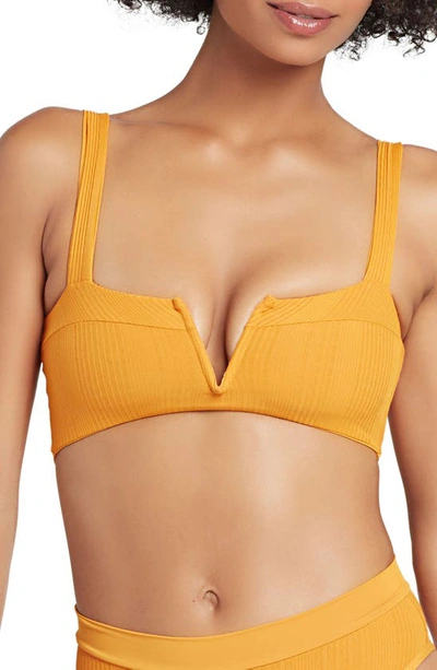 L*space Lee Lee Ribbed Bikini Top In Mandarin