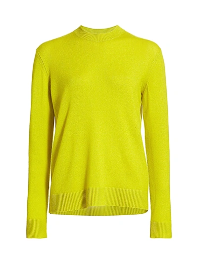 Theory Cashmere Crewneck Sweater In Bright Lime