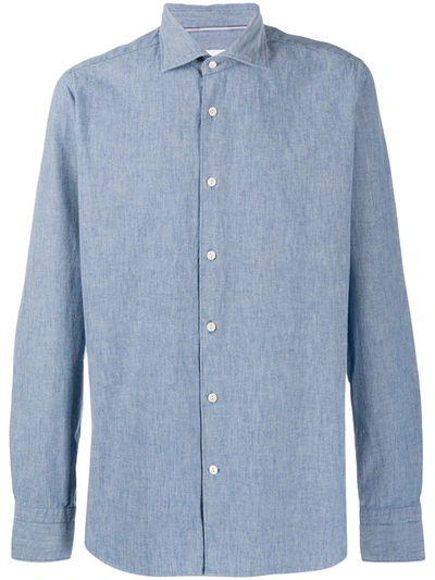 Tintoria Mattei Pointed Collar Cotton Shirt In Blue