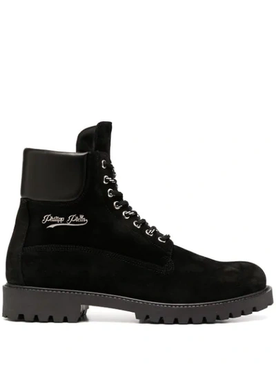 Philipp Plein Suede Ankle Boots In Black