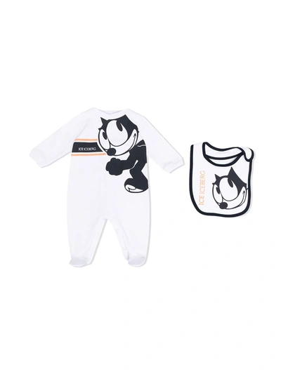 Iceberg Babies' Cartoon-print Cotton-blend Pajamas In 白色