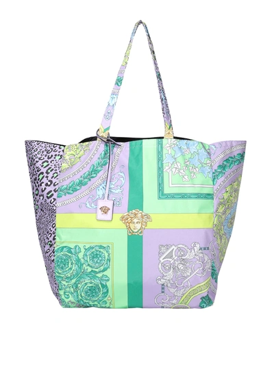 Versace Baroque Print Tote Bag In Purple In Light Purple