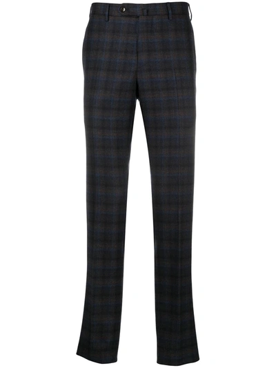 Pt01 Slim-fit Check Trousers In Brown