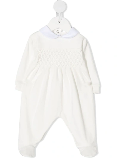 Siola Babies' Honeycomb-stitch Embellished One-piece In White