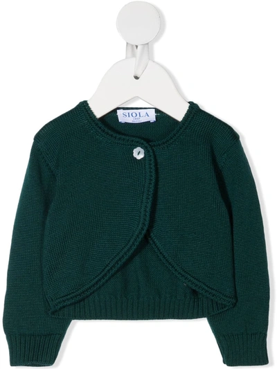 Siola Babies' Asymmetric Hem Cardigan In 绿色