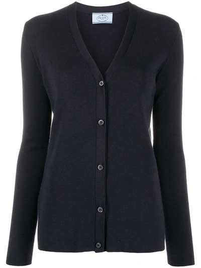 Pre-owned Prada V-neck Buttoned Cardigan In Blue