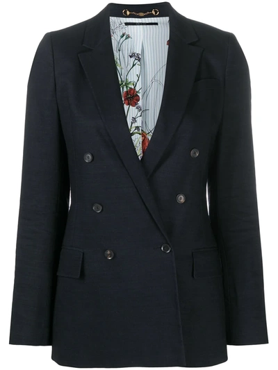 Gucci Double-breasted Tailored Blazer In Blue