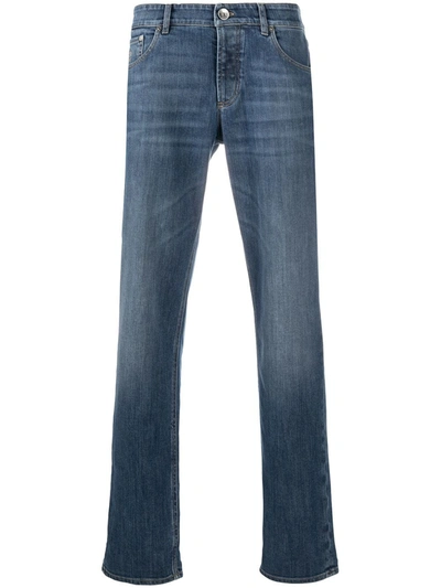 Brunello Cucinelli Navy Blue Mid-rise Straight Jeans