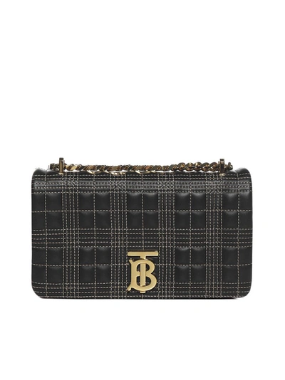 Burberry Lola Quilted Check Leather Small Bag In Black