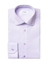 Eton Cotton Textured Convertible Cuff Slim Fit Dress Shirt In Purple