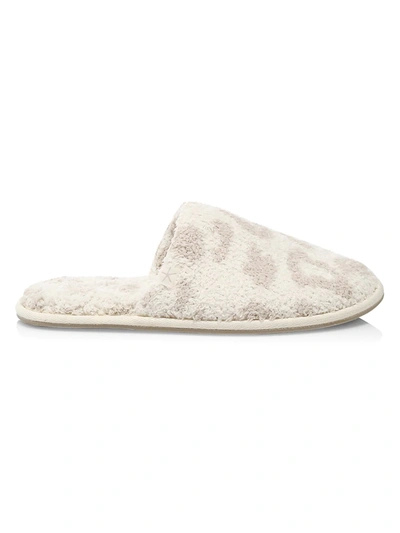 Barefoot Dreams Cozychic Leopard-print Slippers In Cream/stone