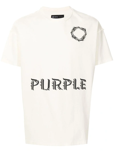 Purple Brand Logo-print Short-sleeve T-shirt In White