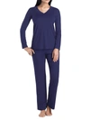 Hanro Champagne Long-sleeve Pajama Set In Deep Navy