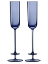 Lsa Champagne Theatre Two-piece Glass Flute Set In Midnight Blue