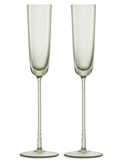 Lsa Champagne Theatre Two-piece Glass Flute Set In Smoke Grey