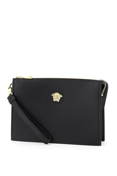 Versace Medusa Leather Pouch In Black