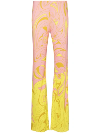 Pucci Graphic Print Two-tone Trousers In Pink