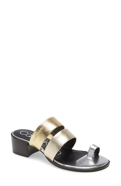 Calvin Klein Peggy Sandal In Multi Metallic Leather