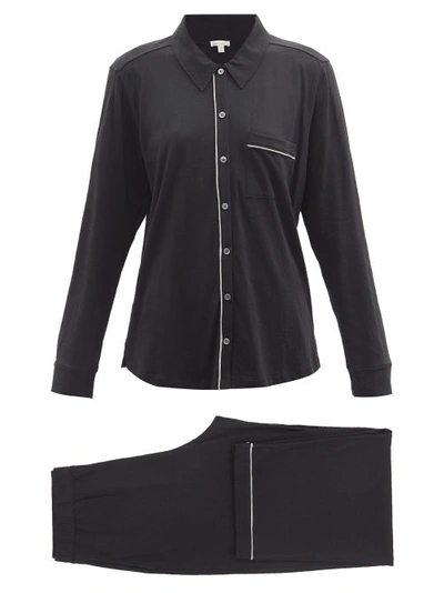 Skin + Net Sustain Cecilia Organic Pima Cotton-jersey Pajama Set In Black