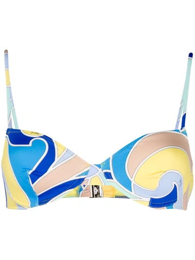 Emilio Pucci Quirimbas-print Bikini Top In Blue