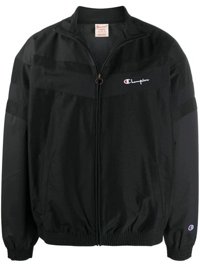 Champion Logo-embroidered Sports Jacket In Black