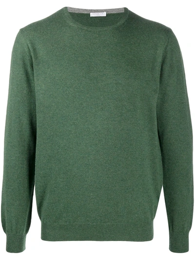Cenere Rib-trimmed Cashmere Jumper In Green