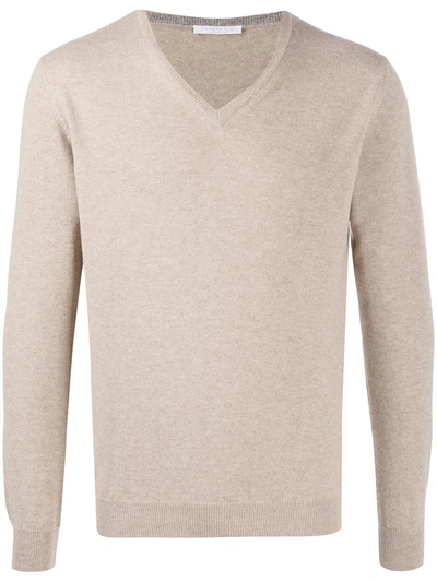 Cenere V-neck Cashmere Jumper In Neutrals