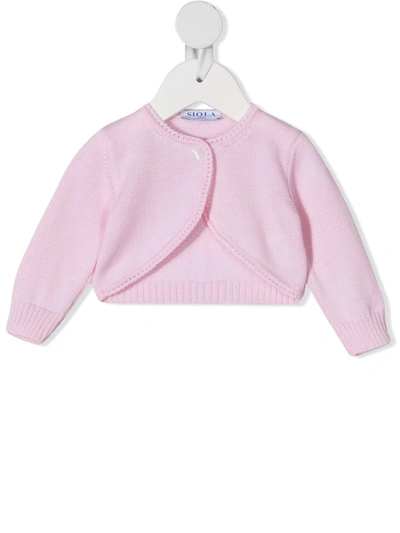 Siola Babies' Knitted Long Sleeve Cardigan In Pink