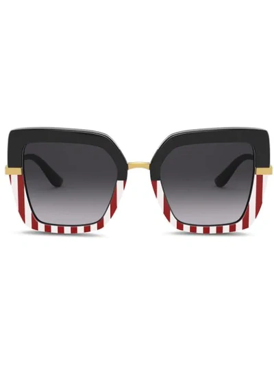 Dolce & Gabbana Printed Square-frame Sunglasses In Black