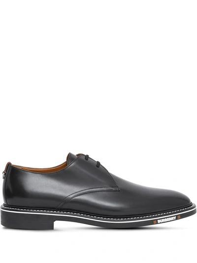 Burberry Leather Logo-detail Derby Shoes In Black