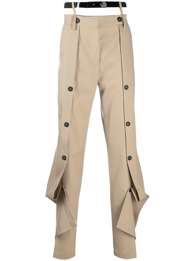 Delada Button-detail Wide Trousers In Neutrals