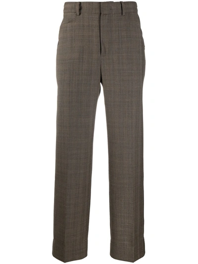Ader Error Asymmetrical Pocket Checked Trousers In Brown