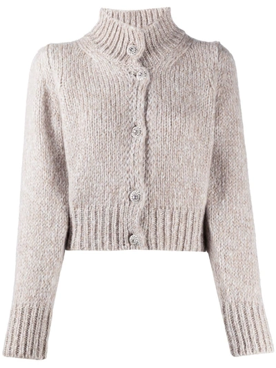 Liu •jo Intarsia-knitted Cardigan In Neutrals