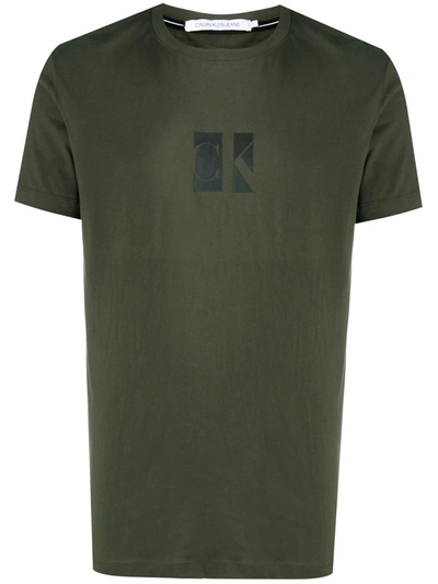 Calvin Klein Jeans Est.1978 Logo-print Crew-neck T-shirt In Green