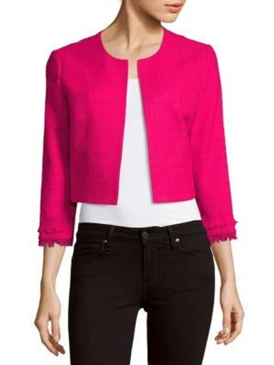 Karl Lagerfeld Cropped Open-front Jacket In Hot Pink