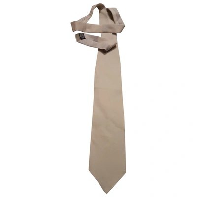 Pre-owned Giorgio Armani Silk Tie In Beige