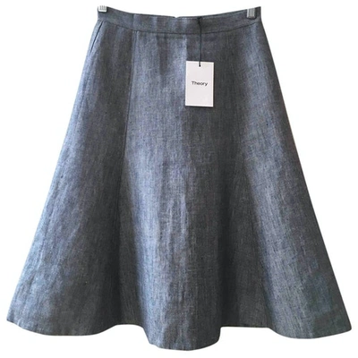 Pre-owned Theory Linen Mid-length Skirt In Blue