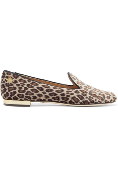 Charlotte Olympia Nocturnal Embroidered Leopard-print Velvet Slippers In Leopard Print